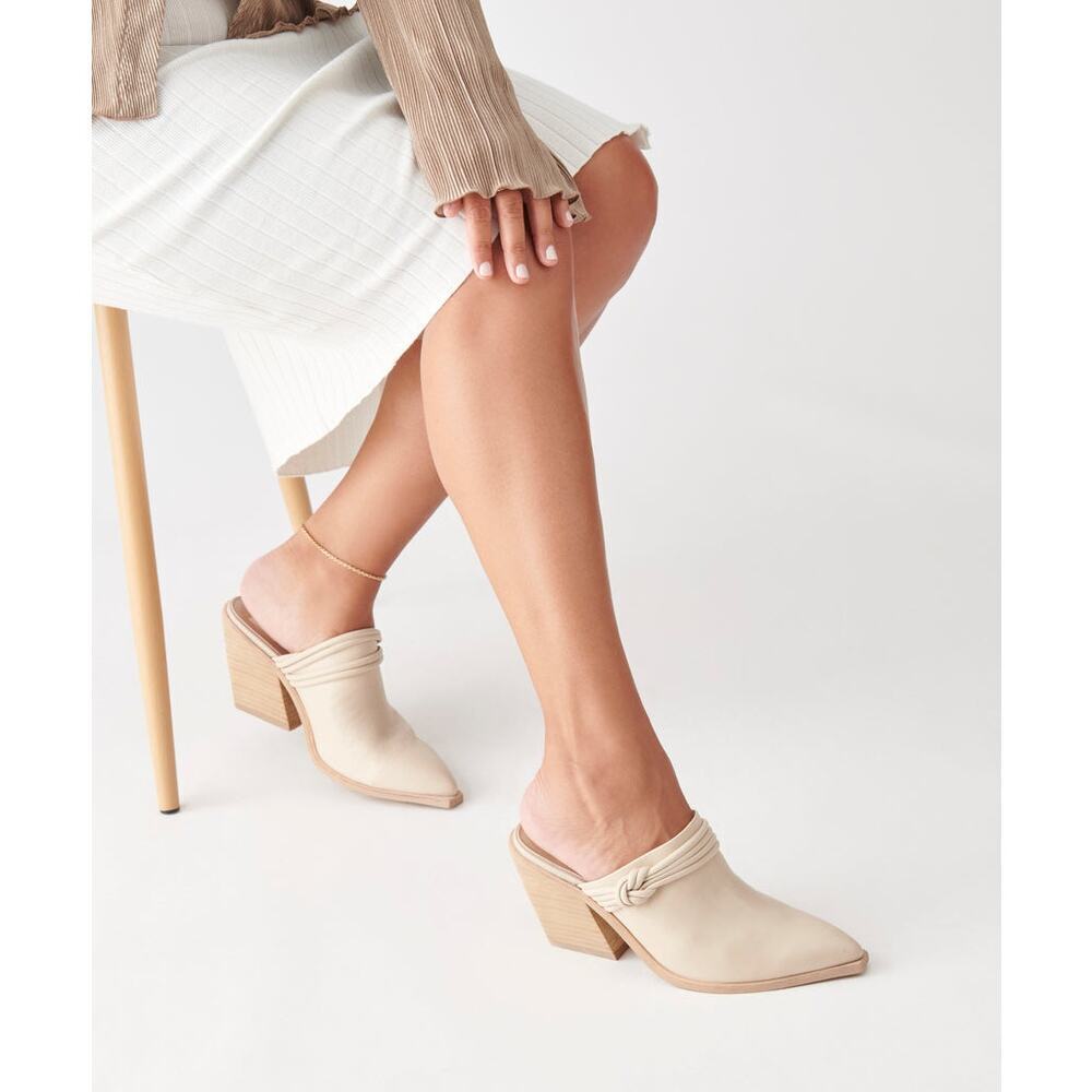 Dolce Vita Sita Mules Suede Heel Off White NEW 7 US